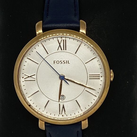 Fossil Jacqueline ES4140 Women's Blue Leather Analog Dial Quartz Watch OP842 - Picture 2 of 12